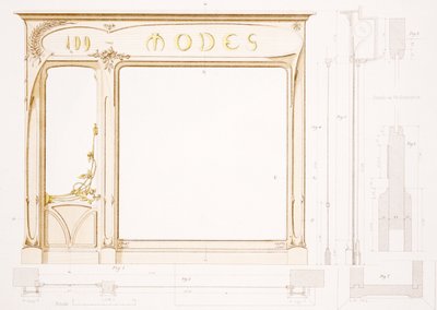 Design for a fashion shop front, illustration from 